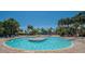 Circular pool with a center stage and plenty of lounge chairs at 417 Brandywine Falls Ct, Apollo Beach, FL 33572
