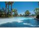 Relaxing resort-style pool with palm trees and blue umbrellas at 417 Brandywine Falls Ct, Apollo Beach, FL 33572