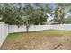 Fenced backyard with grass and mature trees at 4605 Lisette Cir, Brooksville, FL 34604