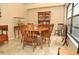 Charming dining room with a round table and wooden hutch at 5581 Salem Square S Dr, Palm Harbor, FL 34685