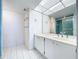 Clean bathroom, featuring a vanity with sink and shower stall at 220 Belleview Blvd # 609, Belleair, FL 33756