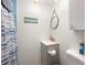 Clean bathroom with a vanity and shower/tub combo at 37318 Lois Ave, Zephyrhills, FL 33542