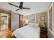 Bright bedroom with ceiling fan and barn door at 934 21St N Ave, St Petersburg, FL 33704
