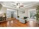 Open living space with hardwood floors, fireplace, and access to backyard at 934 21St N Ave, St Petersburg, FL 33704