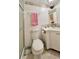 Clean bathroom with a shower/tub combo, vanity, and toilet at 1100 Belcher S Rd # 190, Largo, FL 33771