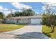 Ranch style home with gray exterior, attached garage and a well-maintained lawn at 1571 Jeffords St, Clearwater, FL 33756