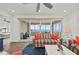 Living room boasts stunning water views and comfy seating at 380 Aruba Cir # 203, Bradenton, FL 34209