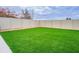 Artificial turf backyard with a modern privacy fence at 10832 Sage Canyon Dr, Riverview, FL 33578