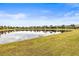 Scenic view of a tranquil lake with lush landscaping at 16051 Golden Lakes Dr, Wimauma, FL 33598