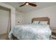 Bedroom with starfish bedding and wooden headboard at 214 85Th St, Holmes Beach, FL 34217