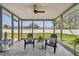 Relaxing screened porch with patio furniture and backyard view at 3400 Lake Padgett Dr, Land O Lakes, FL 34639