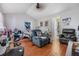 Bedroom with wood floors and a view of the bathroom at 6931 Silvermill Dr, Tampa, FL 33635