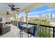 Spacious balcony with seating area and city views at 1002 S Harbour Island Blvd # 1502, Tampa, FL 33602