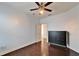 Bedroom with hardwood floors, ceiling fan and dresser at 402 Islebay Dr, Apollo Beach, FL 33572