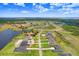 Enjoy the neighborhood with a winding lake and picturesque homes from this stunning aerial view at 5214 Lake Venice Dr, Wimauma, FL 33598