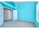 Spacious bedroom with teal walls, carpet, and double-door closet at 7136 Colony Pointe Dr, Riverview, FL 33578