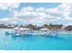 Relaxing lagoon with floating cabanas and lounge areas at 31814 Oyster Trellis Ln, Wesley Chapel, FL 33545