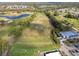 Aerial view of a driving range and green space at 3624 Muirfield Ct, New Port Richey, FL 34655
