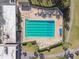 An overhead view of a rectangular pool with lane lines at 3624 Muirfield Ct, New Port Richey, FL 34655