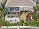 Aerial view showcasing home's backyard, screened patio, and lush landscaping at 1531 Riverdale Dr, Oldsmar, FL 34677