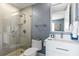 Modern bathroom with a walk-in shower and a single vanity at 300 Beach Ne Dr # 1401, St Petersburg, FL 33701