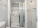 Clean shower stall with glass door at 36905 Beth Ave, Zephyrhills, FL 33542