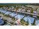 Aerial view of waterfront homes and community at 705 Pinckney Dr, Apollo Beach, FL 33572