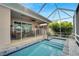 Relaxing pool with a screened enclosure and adjacent patio at 705 Pinckney Dr, Apollo Beach, FL 33572