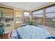 Enjoy the view from this screened porch with a table and seating area at 7050 El Matador St, Zephyrhills, FL 33541