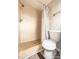 Small bathroom with shower and toilet at 9825 Lakeside Ln, Port Richey, FL 34668