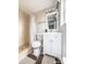Bathroom with shower stall and white vanity at 9825 Lakeside Ln, Port Richey, FL 34668