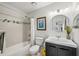 Clean bathroom with tub, shower, and vanity at 10263 Gandy N Blvd # 2206, St Petersburg, FL 33702