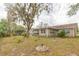 Landscaped backyard with large oak tree at 12512 River Mill Dr, Hudson, FL 34667