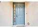 Light blue front door with sidelights and a decorative glass window at 1950 Sterling Glen Ct, Sun City Center, FL 33573