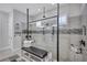 Large walk-in shower with double shower heads and built-in bench at 20105 Umbria Hill Dr, Tampa, FL 33647