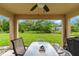 Covered patio with table and chairs, overlooking the backyard at 4522 Gondolier Rd, Spring Hill, FL 34609