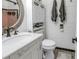 Clean bathroom with white vanity and patterned floor at 5402 8Th S Ave, Gulfport, FL 33707