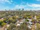 Aerial view showing home's location in a residential neighborhood near the city skyline at 832 13Th N Ave, St Petersburg, FL 33701