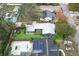 Aerial view highlighting home, pool, and surrounding homes at 1217 E Flora St, Tampa, FL 33604