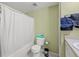 Bathroom with shower/tub combo, toilet, and vanity at 1910 E Palm Ave # 8214, Tampa, FL 33605