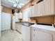 Well-equipped laundry room featuring a refrigerator and storage at 1962 Freedom Dr, Clearwater, FL 33755