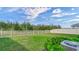 Fenced backyard with a grassy area, small tree, and AC unit at 10399 Gliding Eagle Way, Land O Lakes, FL 34638