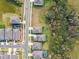 An aerial view of a residential neighborhood with houses, roads, and green spaces at 14690 Horse Trot Rd, Lithia, FL 33547