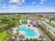 Aerial view of community pool and recreation center at 14690 Horse Trot Rd, Lithia, FL 33547