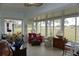 Sunroom with golf course view, comfortable seating, and dining area at 2431 Kensington Greens Dr # 0, Sun City Center, FL 33573