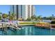 Waterfront boat dock with multiple slips for resident use at 255 Dolphin Pt Pt # 603, Clearwater Beach, FL 33767