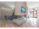 Elegant living room featuring a unique fireplace and built-in entertainment center at 530 Ponce De Leon Blvd, Belleair, FL 33756