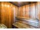 Relaxing wooden sauna with built-in bench at 1600 Gulf Blvd # 417, Clearwater Beach, FL 33767