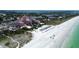 Aerial of beach, hotel, and shoreline at 593 39Th Ave, St Pete Beach, FL 33706