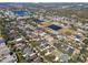 Aerial view of a community with houses, ponds, and mature trees at 11140 Irish Moss Ave, Riverview, FL 33569